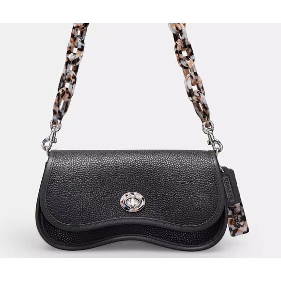 Coach Black Shoulder Bag with Patterned Strap-reposting. I never used - Picture 1 of 8